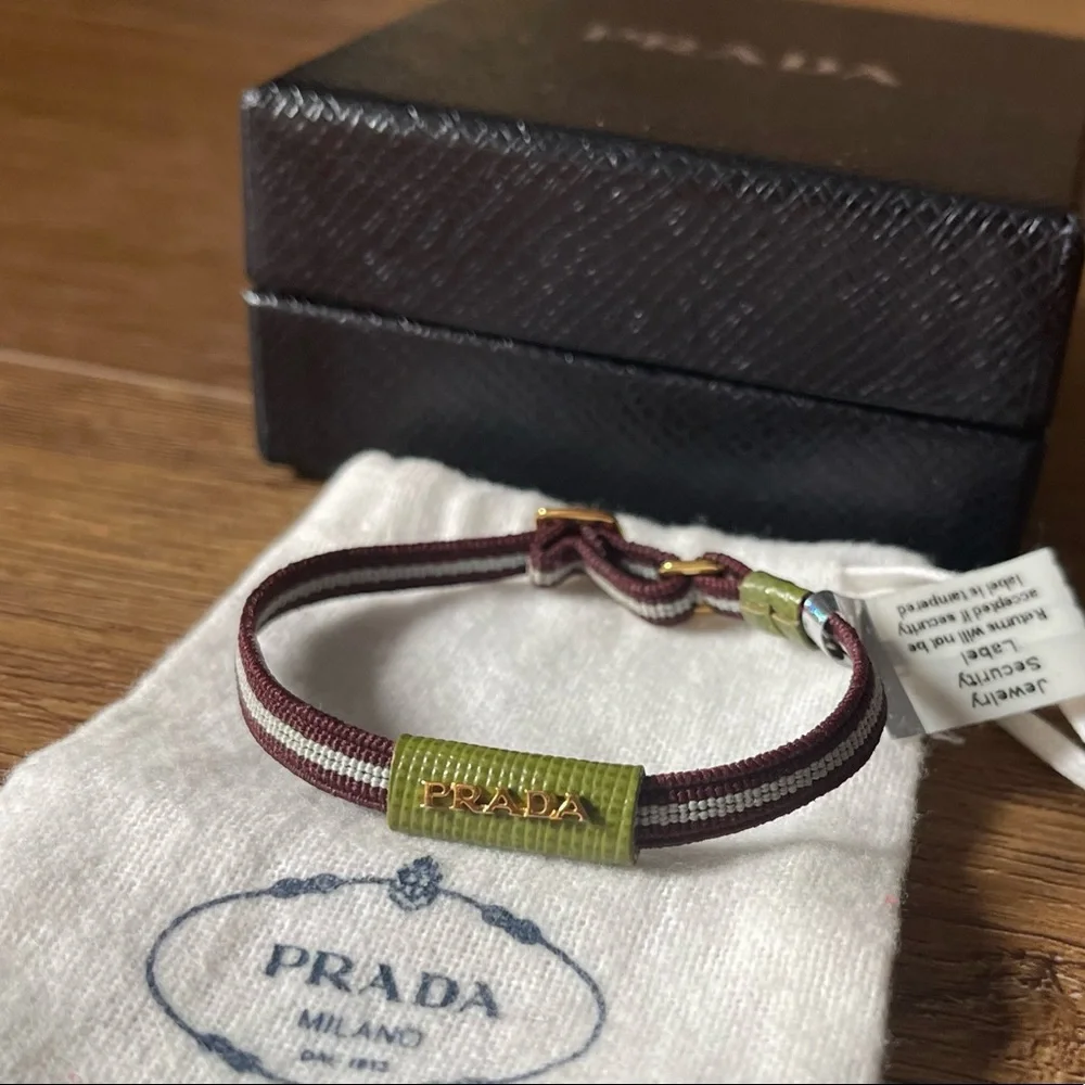 PRADA-AUTHENTIC (Preloved) Elastic And Leather Bracelet - Picture 11 of 13